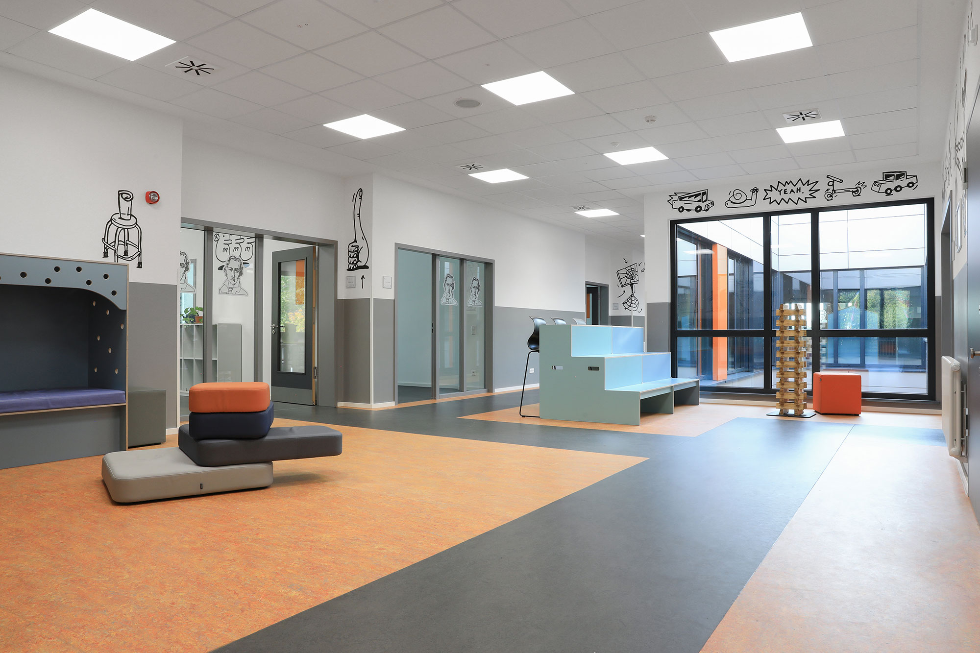 Architekturfotograf Schule Gebäude Neubau, Interior Design, Fotograf Oberhauen, Sarah Jabs